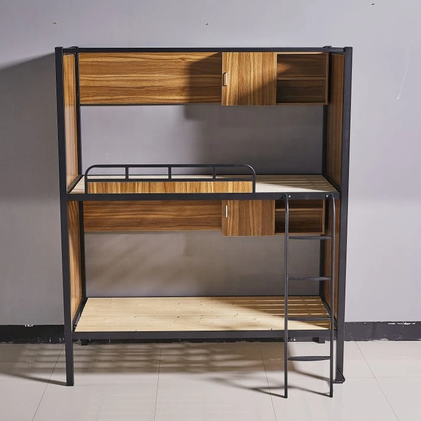 10 years professional factory price modern design school apartment with storage box double student bunk bed