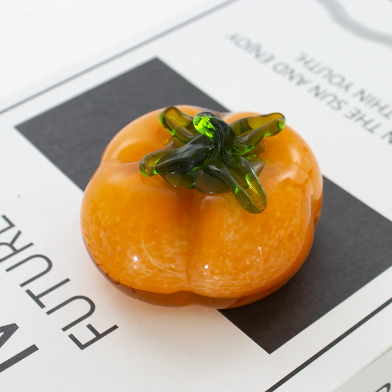 Solid color glass paperweight fruit glass persimmon