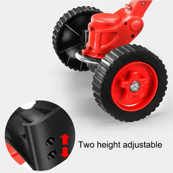 Garden Grass Trimmer with Wheel Battery Electric Cordless Grass Trimmer Electric Lawn Mower Adjustable Foldable Custom 800w