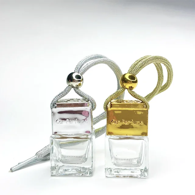 Hot Empty Refillable Car Perfume Bottles Hanging Car Air Freshener Bottle with Gold Silver Black Pink Rose Gold Cover