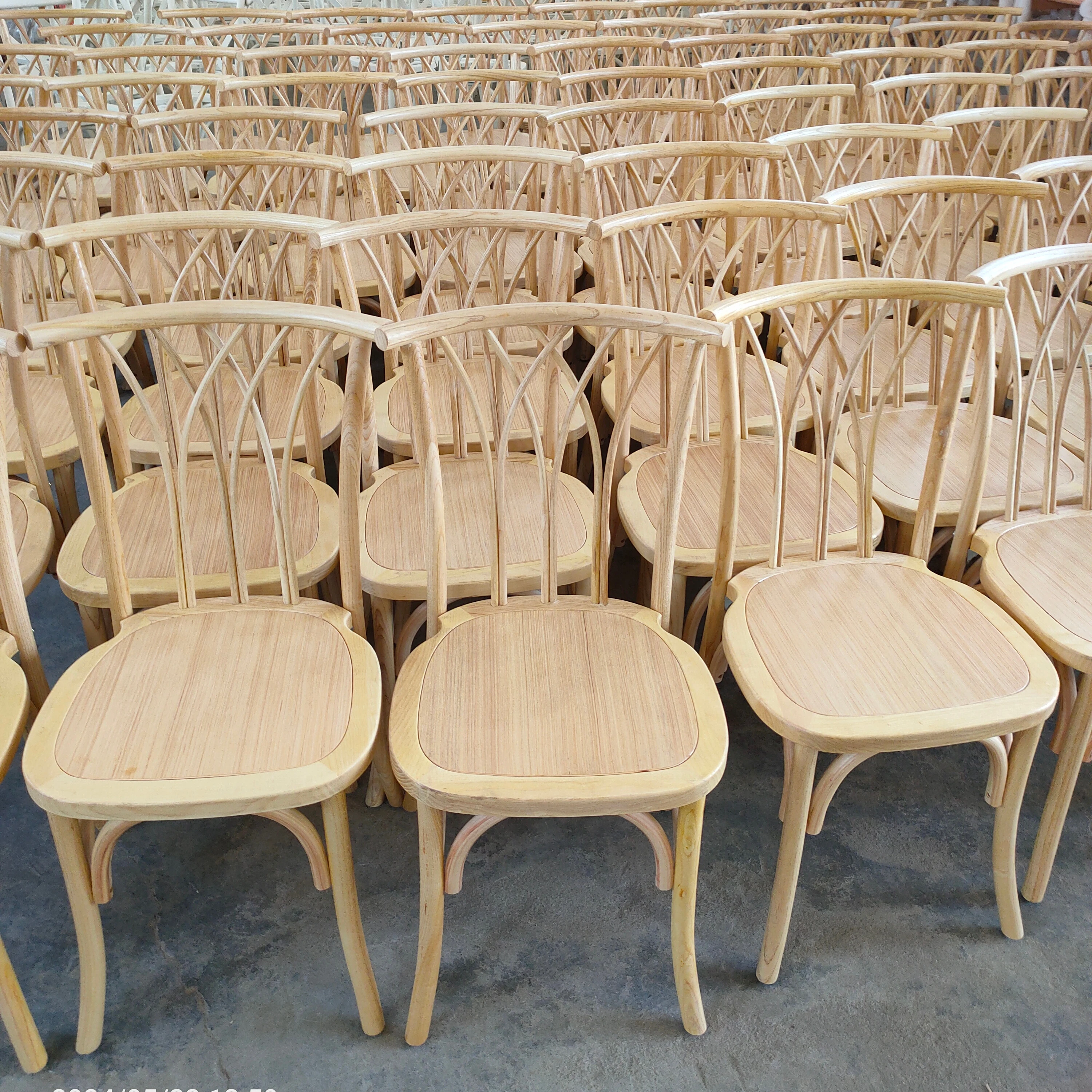 Hot Sale Luxury Wedding Wing Chair Stackable Style Wooden Vintage Twig back chair with Rattan Seat