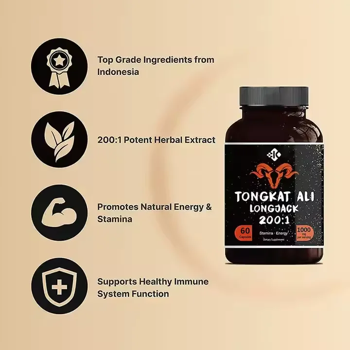 Фабрика OEM/ODM/OBM Private Label Oem Odm органический порошок экстракта тонгката Али 200:1 капсула таблетки по индивидуальному заказу 10 бутылок 24 месяца