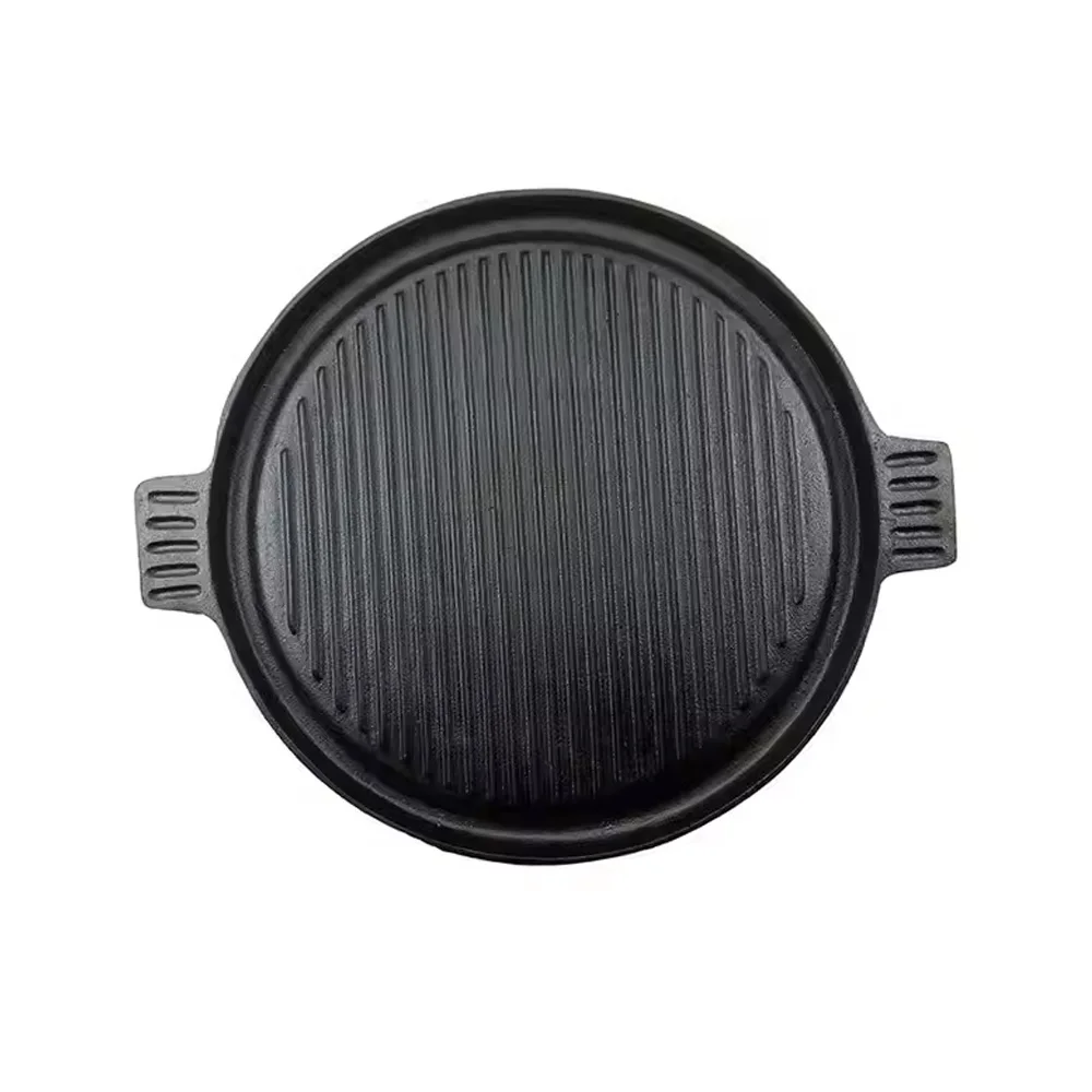 Reversible round Cast Iron BBQ Grill Griddle Double Grill Pan Induction Cooker Applicable Korean Style Roasting Pans