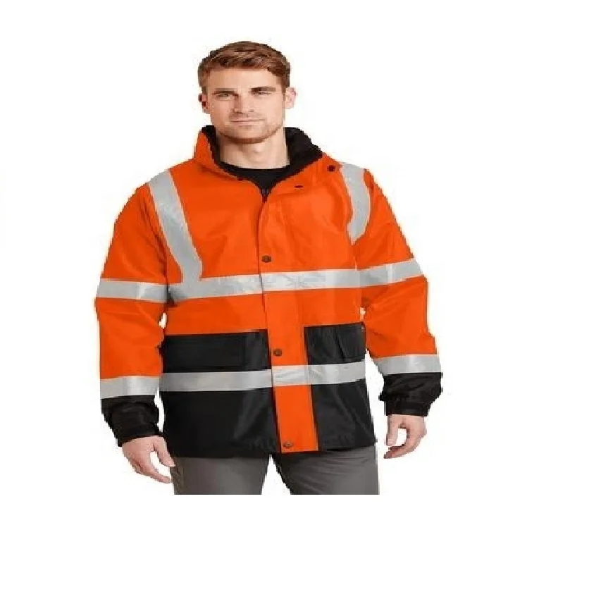 Полностью водонепроницаемая Мужская парка 107 класса 3, 100% полиэстер, Защитные Куртки