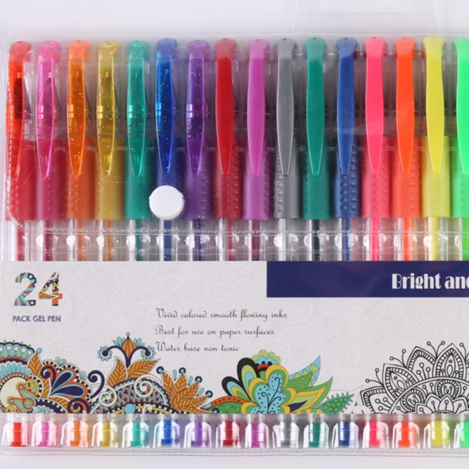 24pcWholesale Custom  Soft grip Gel Ink 0.5+mm+bullet+gel ink+pen+multi+color+gel+ink++pens