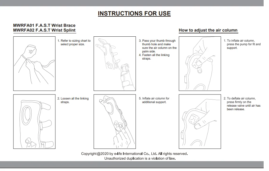 E-Life E-WR066  Medical F.A.S.T Wrist Brace hot sale profession adjustable orthopedic wrist brace