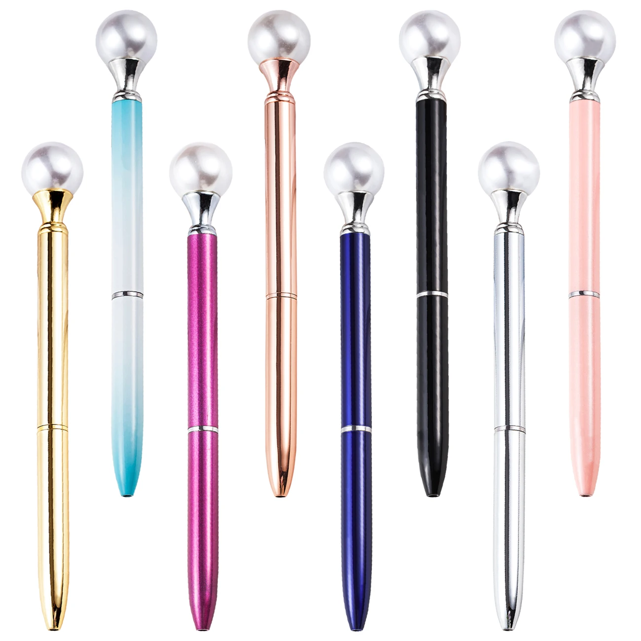 Creative Rotating Pearl Pen Korean Edition Metal Ballpoint Pen Business Office Staff Rotating Advertising Pen Printable Logo