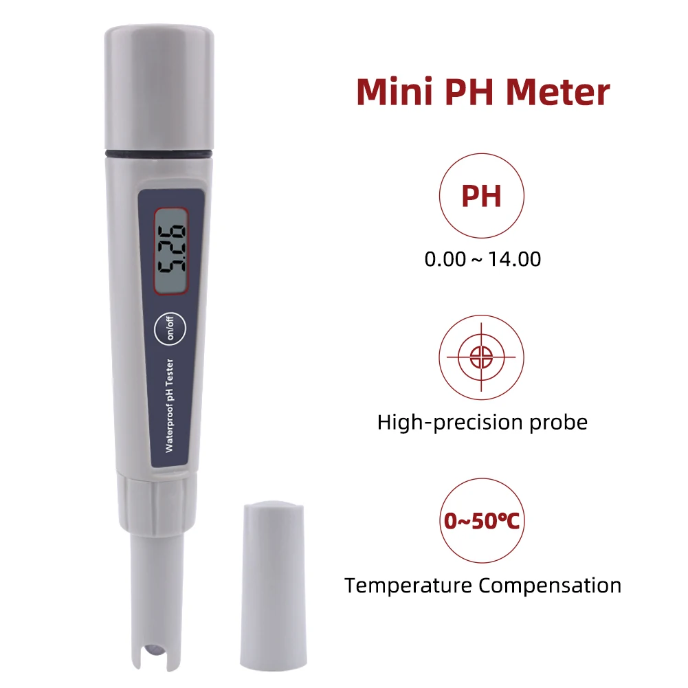 Portable LCD Digital pH Meter Mini Waterproof PH-032K Water Quality Monitor for Swimming Pool Drinking Water Aquarium