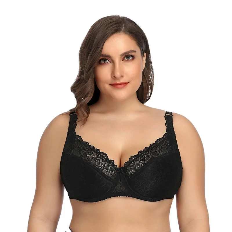 New style soft and no press women lace d cup underwire padded bra