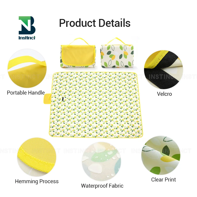 INSTINCT Wholesale waterproof beach picnic blanket oxford foldable beach mat for hiking