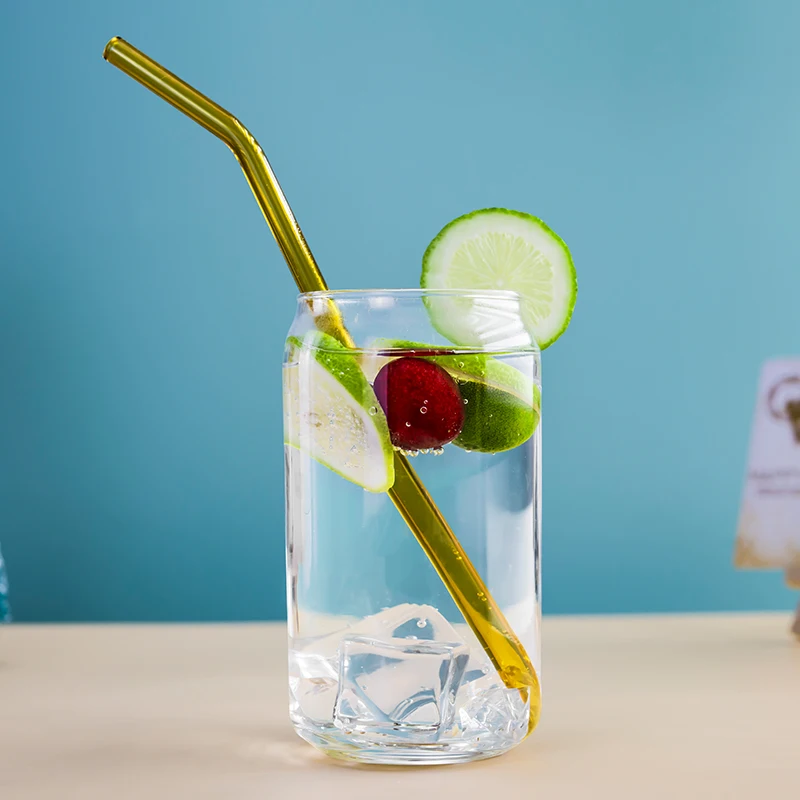 Hot Wholesale Bamboo Lid 16oz Sublimation Mugs Beer Can Glass Tumbler with Straw