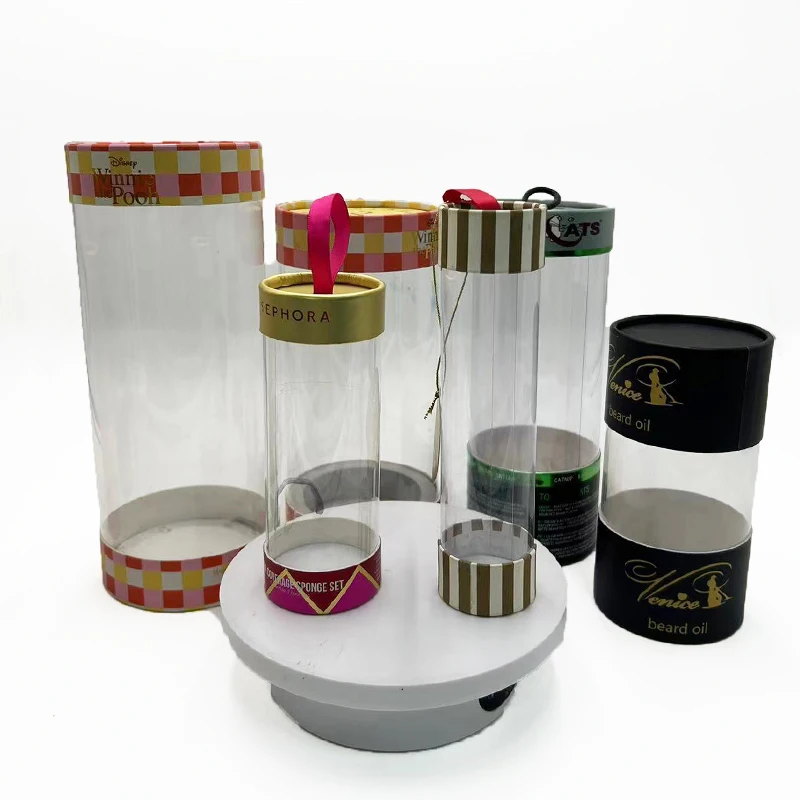 Custom Printing Paper Tube Cylinder Food Grade Kraft Paper Cardboard Luxury Perfume Lipstick Gifts Box Tube Packaging PVC Tubing