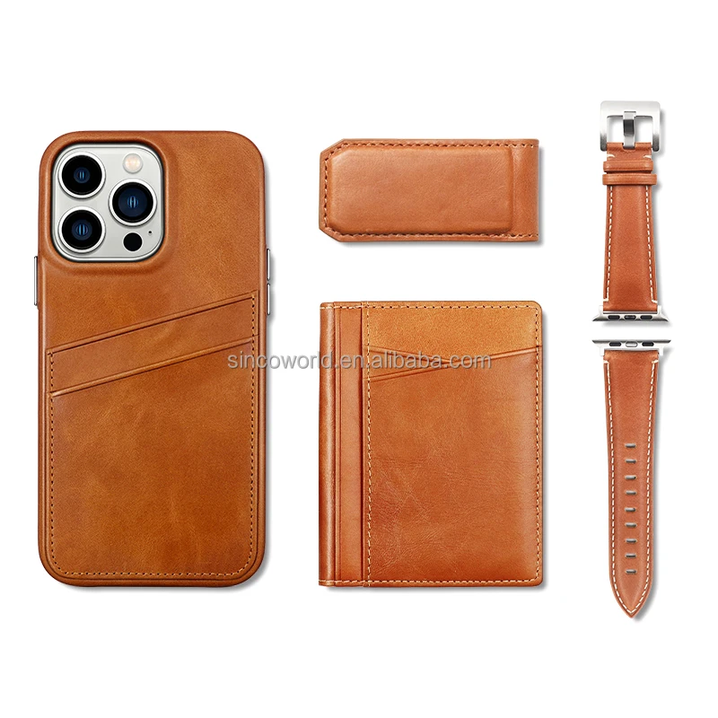 2024 best sales dactory production leather money clip slim genuine vintage genuine leather money clip