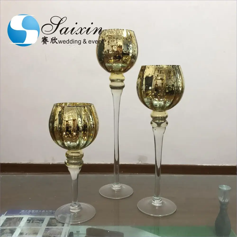 ZT-027 недорогого комплекта золото вина стеклянный подсвечник для свадьбы событие украшения
