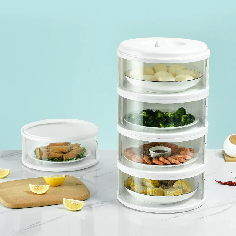 Hot sale multilayer clear acrylic food cover 4-layer plastic insulation food warm cover transparent insulation cover