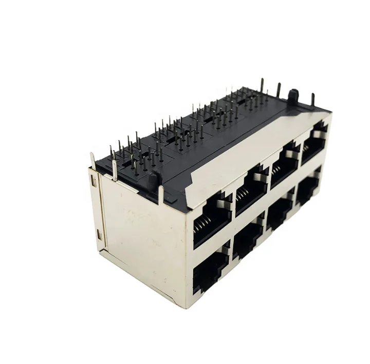 59 network cable rj45 socket 2X4 eight-port rj45 socket with shielded shell without lamp 8P8C horizontal network port