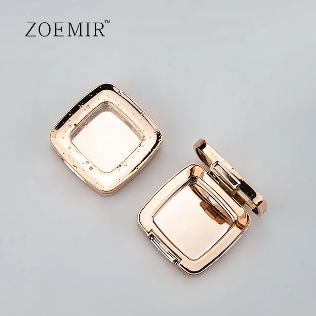 Mini powder case 27mm square pan black gold metal transparent pressed powder blush luxury compact powder case