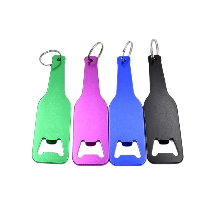 Factory wholesale promotional gift bottle shaped aluminum beer bottle opener keychain