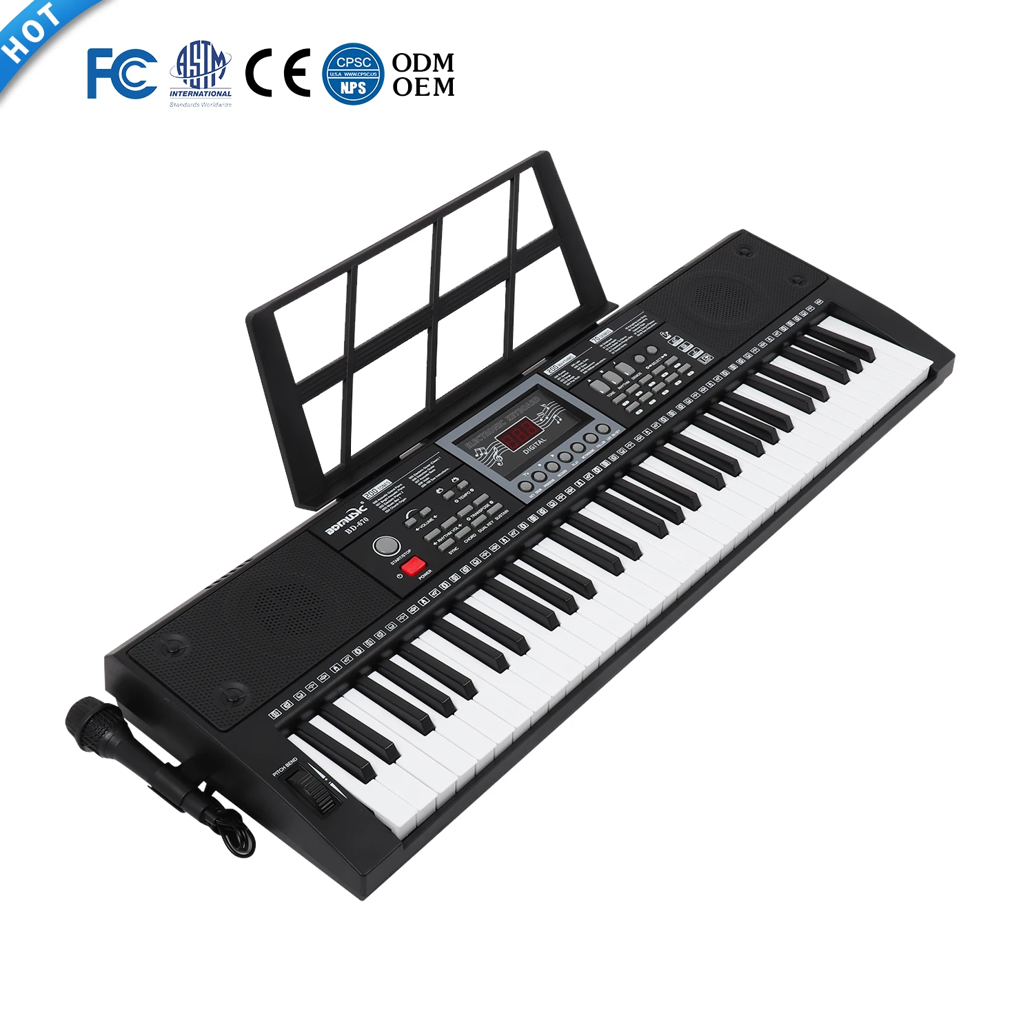 BADU best selling model BD-670D 61-keys student digital piano keyboard with Lights up high quality music keyboard for students