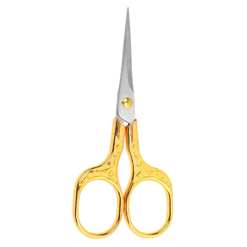 Vintage Gold Sewing Cut Scissors Small Engraved Fabric Embroidery Scissors