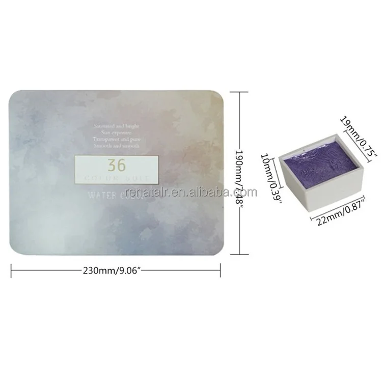 36 Color Glitter Solid Watercolor Set Metallic Gold Aquarela Pigment Paints Free Eraser Artist Painting Brush Kit Art Supplies