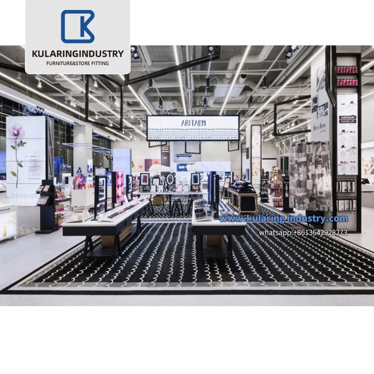 Luxury Store Fixtures Showroom Design Customized Producing Display Racks Shelf decoration Makeup Studio Cosmetic Shop Furniture