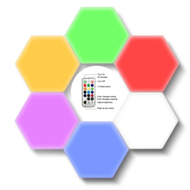 Adjustable 6 Colors and Dimmable Light Touch Hexagonal Honeycomb 3 Pcs Packages Creative Sensitive Quantum Wall Lights