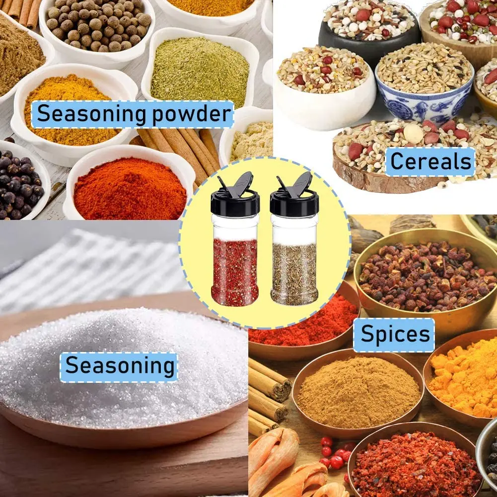 Seasoning Storage Box pepper container custom PET plastic Transparent Salt shaker Condiment bottles Kitchen herb spice jar