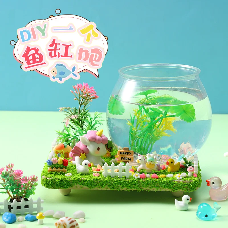 Cartoon DIY Tank Handmade Puzzle Toys For Children Parent-Child Early Education Cream Cute And Fun Fish Tank