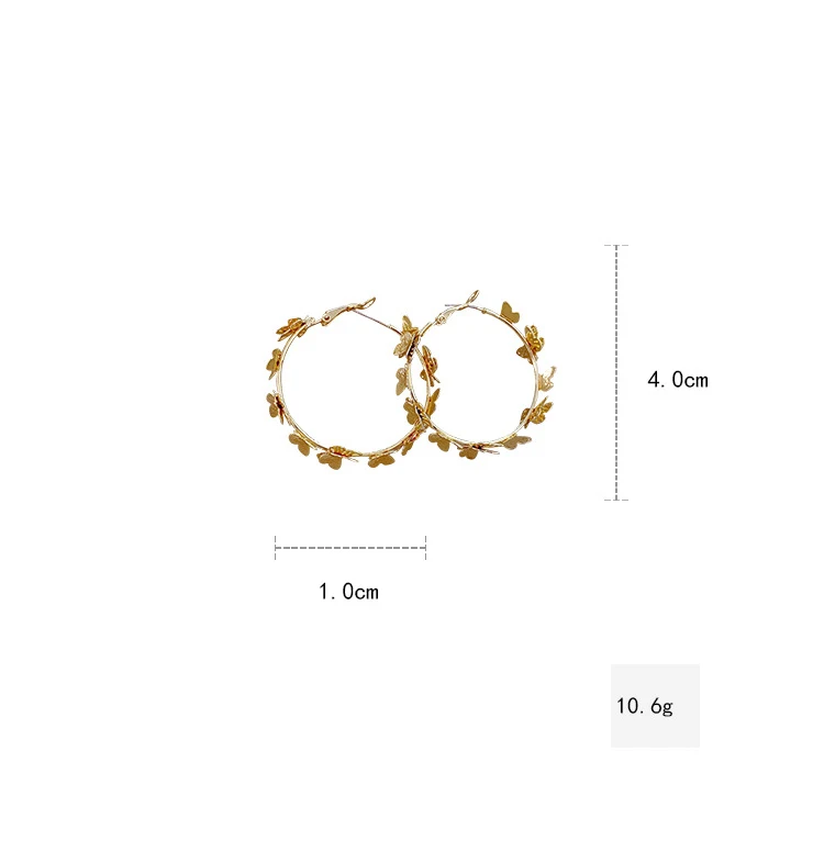 Handmade new designer jewelry  trendy jewelry butterfly big hoop earrings brand for women 2021