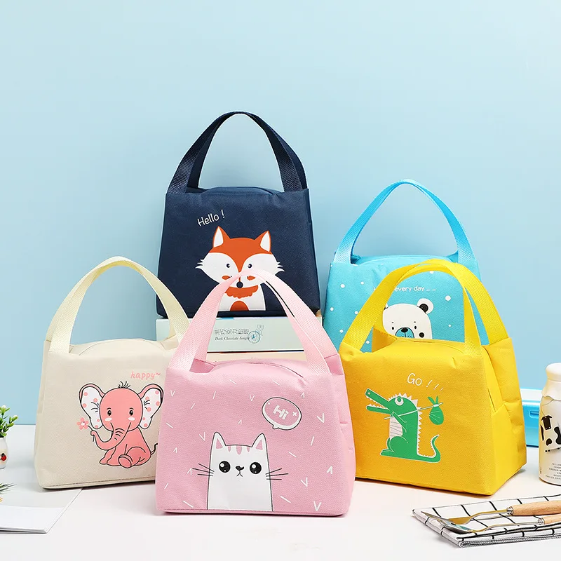New design lunch bag kids cute cartoon animal pattern lunch bag large capacity lunch bags for school kids
