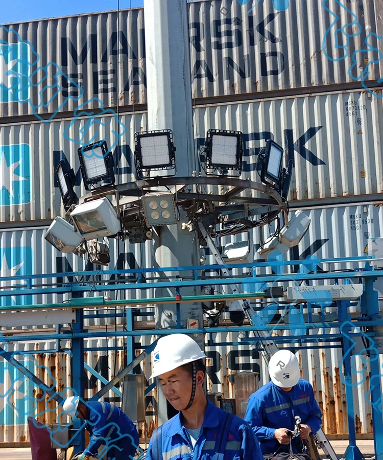  ATEX машина для жареного мороженого/лебедка 16 сторонняя 20M Высота мачты столб со светодиодным освещением высокая мачтовая лампа