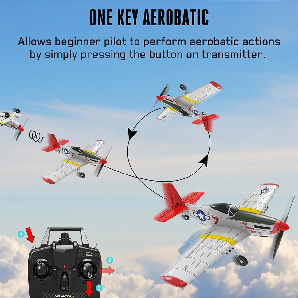 RC Park Flyer P51 Mustang Easy to Fly Beginner Radio Control Plane with Gyro Stabilizer