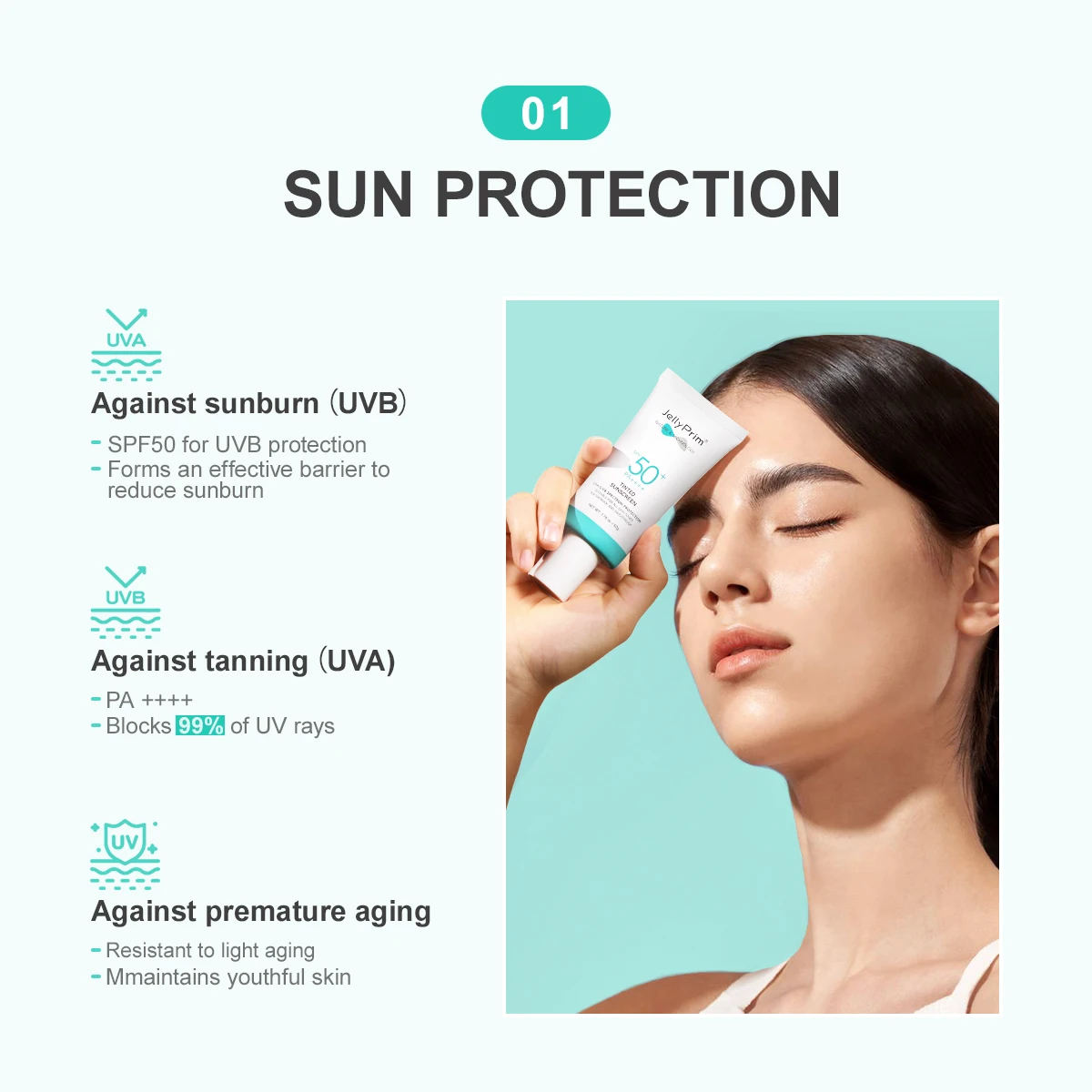 OEM tinted sunscreen Private label Natural organic Moisturizing UVA UVB Sunblock Repairing Sun Damage Sunscreen Cream