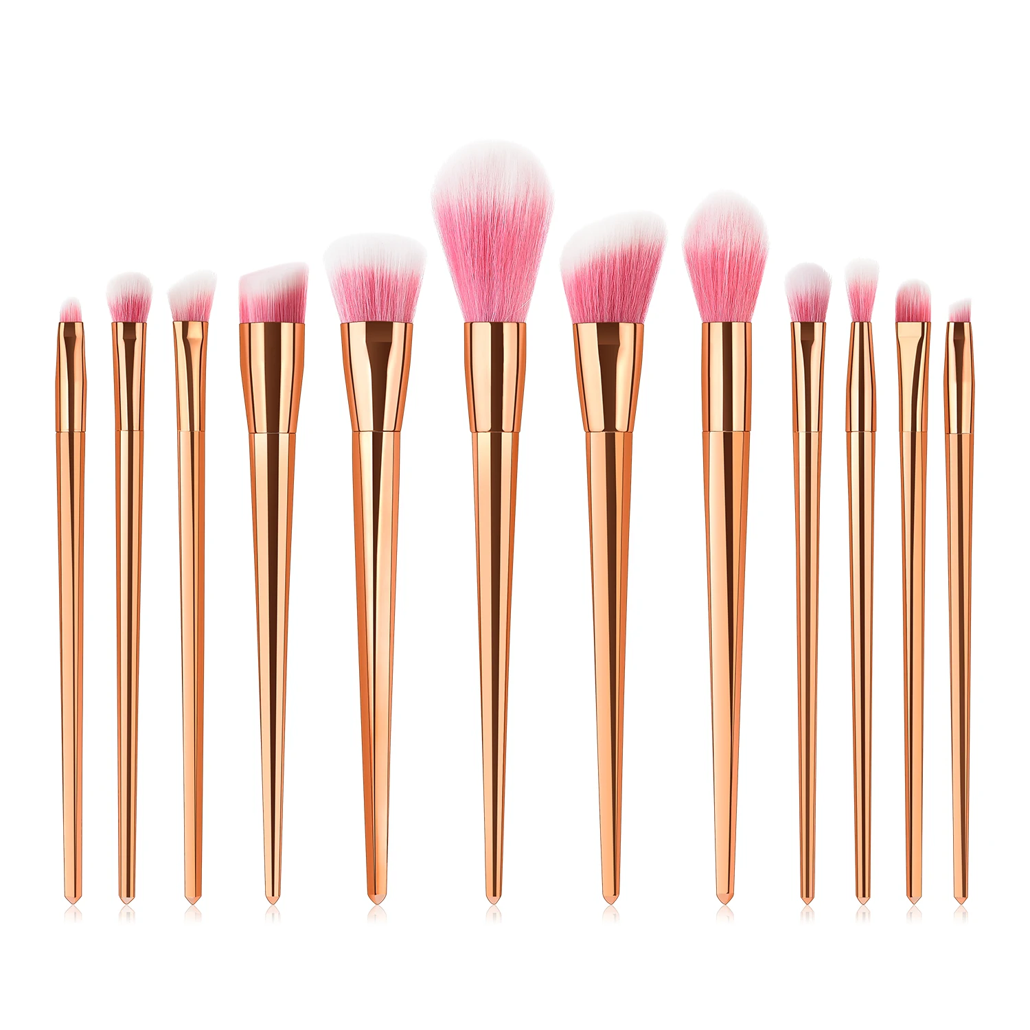 High-quality Custom logo rose gold 12 Pcs Makeup Brush Set