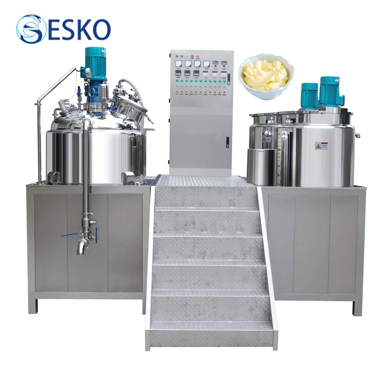 ESKO Mayonnaise Tomato Ketchup Cream Cheese Making Vacuum Emulsifying Machine Emulsifier Cosmetic Lotion Cream Mixer