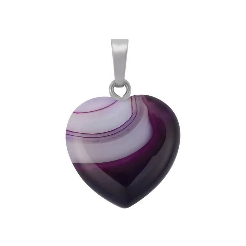 25mm Gemstone Charms Heart Shaped  Stone Pendants For Jewelry Making