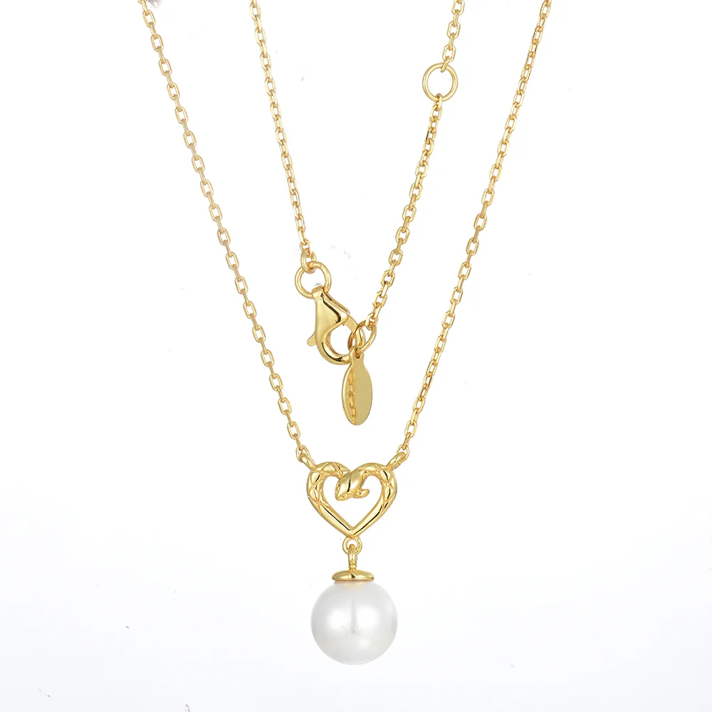 Carline Fine Jewelry 925 Sterling Silver Freshwater Shell Pearl Necklace Zircon Gems Flat Back Oval Pearl Necklace Jewelry