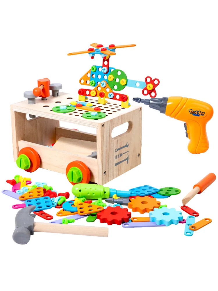 Hot Selling Pretend Play Set Montessori Multifunction Assembly Kits Wooden Toolbox for kids