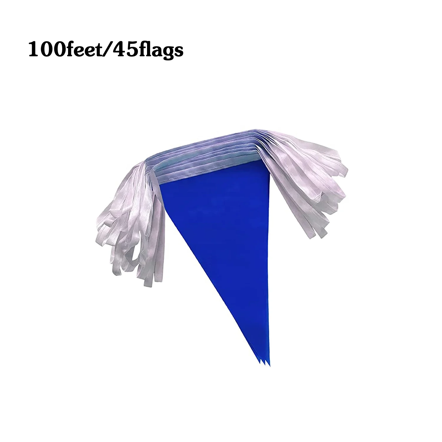 HAWIN 100 Feet Blue PE Pennant Banners,Party Decorations for Grand Opening,Kids Birthday,Carnival flags