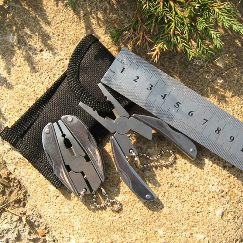 Peakout Hot Sales Mini Stainless Steel Multi Function Pocket Knife Folding Camping Pliers Multitool Multi Tool Keychain