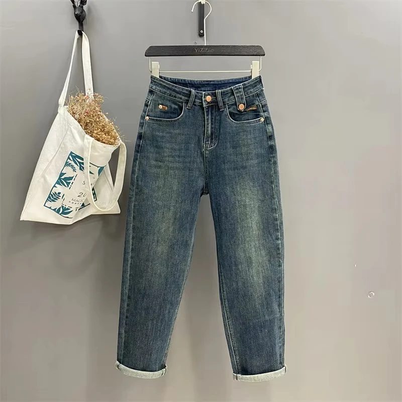 Manufacturers direct wholesale new fashion women jeans high waist wide leg all seasons of high waist slim jeans