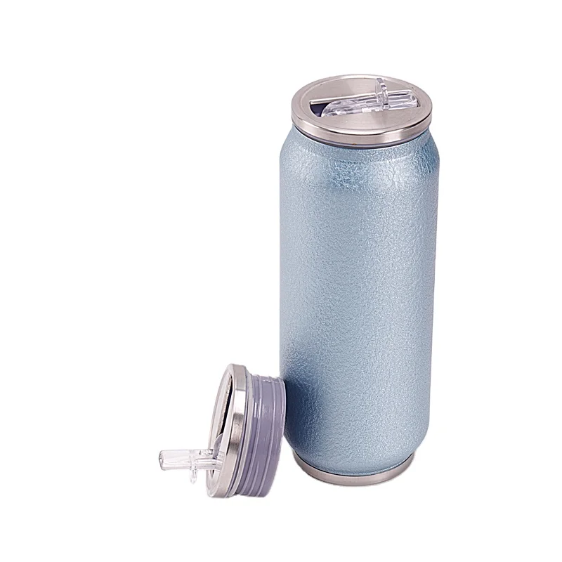 Manufacturer 250/380ml volume double 304 stainless steel wall matte painting outside wall PP flip-open lid and customized