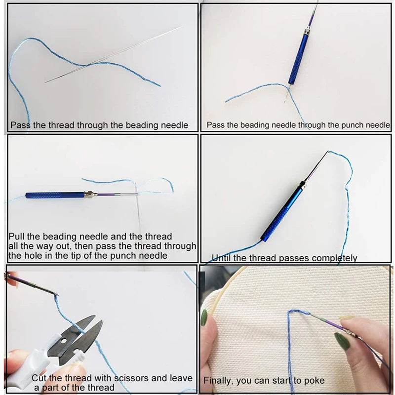 MCX-17 18 Pcs Punch Needle Tool Embroidery Stitching Punch Needles Adult Embroidery Kit