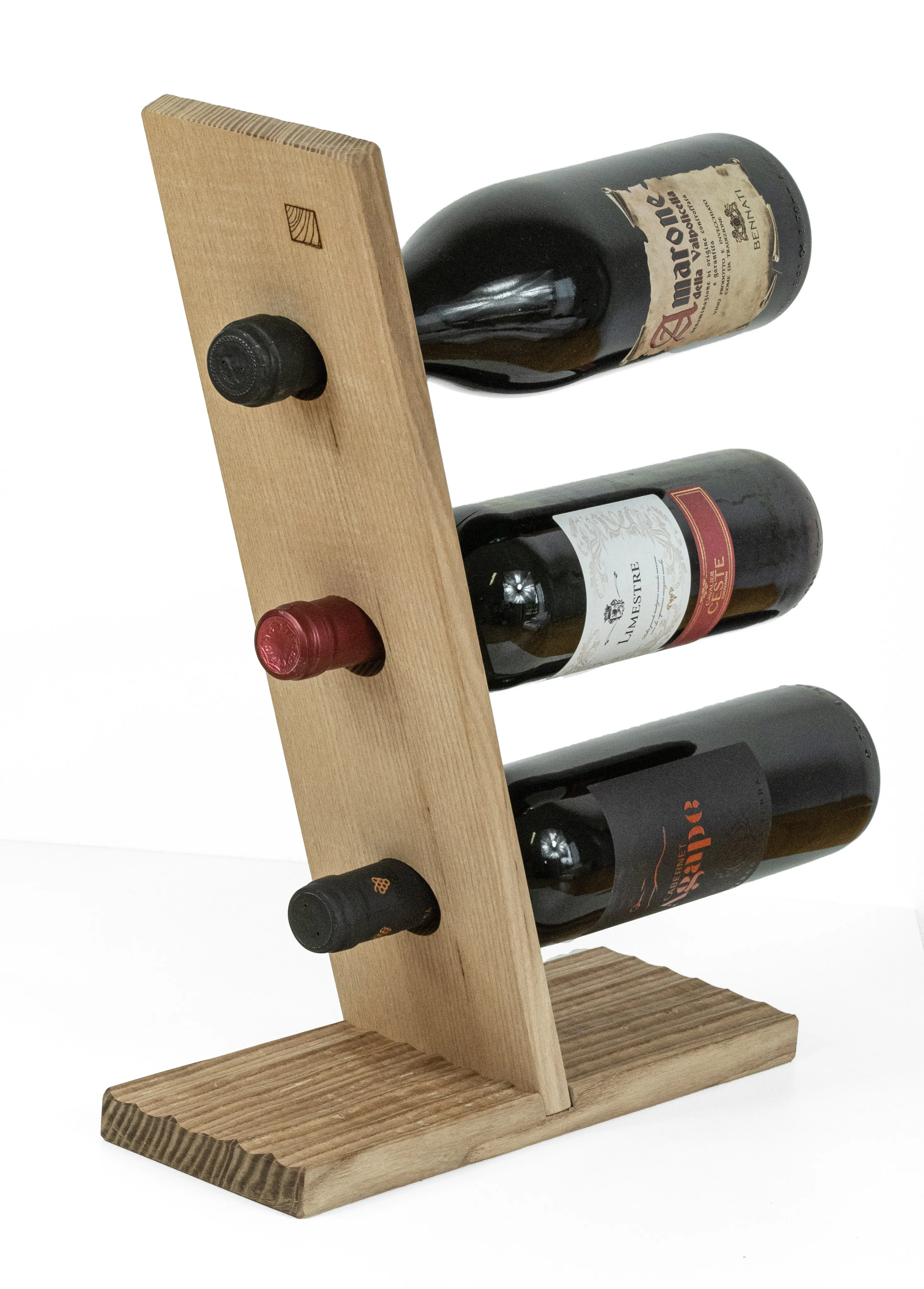 High Quality Made In Italy Kitchen Accessories Heat-treated Wooden Wine Holder 3 Holes Customizable Without Chemical Products