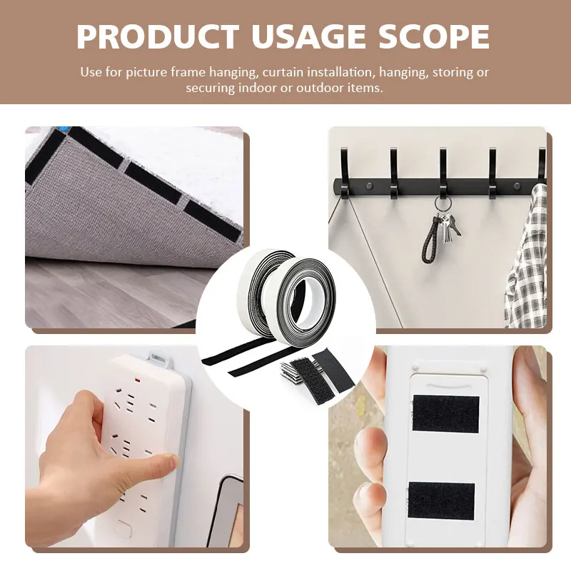 Self Adhesive Hooks and Loops Fastener Tape Nylon Sticker Hook Loop Tape with Adhesive