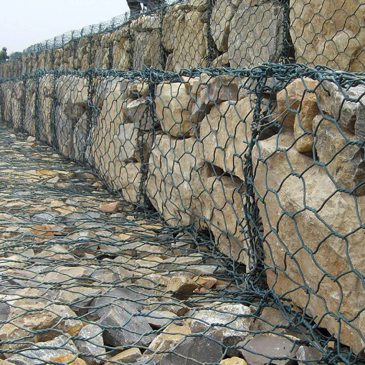 PVC Coated Galvanized Material iron wore mesh Gabion box stone cage