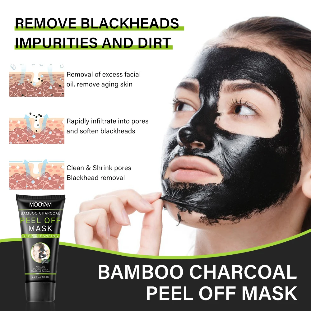 Face Skin Acne Treatment Face Mask Deep Cleansing Peel Off Face Black Mask And Nose Charcoal Blackhead Remover Mask
