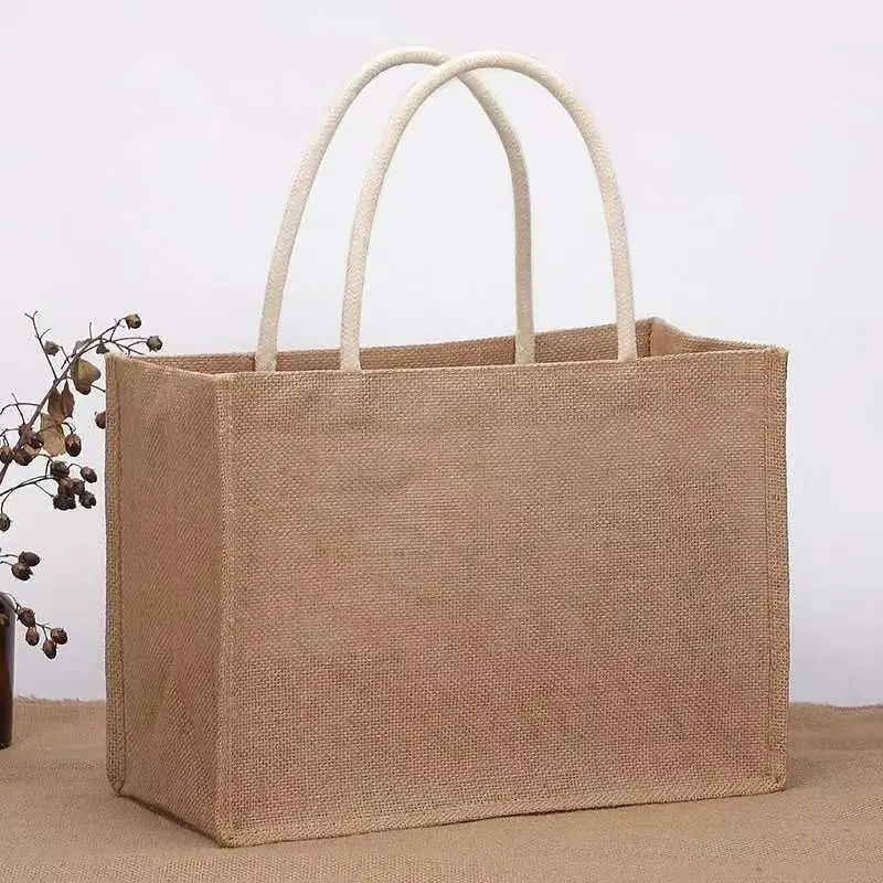 Hot selling custom logo printed reusable natural non woven canvas cotton tote shopping jute bag