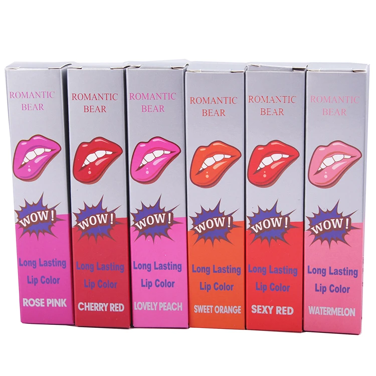 
WOW Romantic Bear 6 colors lip tattoo long lasting Waterproof peel off cute lip gloss 